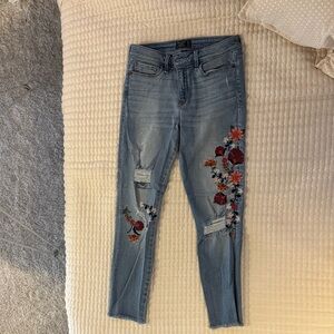 Abercrombie & Fitch Light Blue Floral Embroidered Jeans